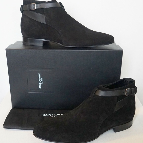 SAINT LAURENT Paris JODHPUR London 20 Crop ANKLE Boots Black Suede EU 43 - US 10 - Picture 1 of 16